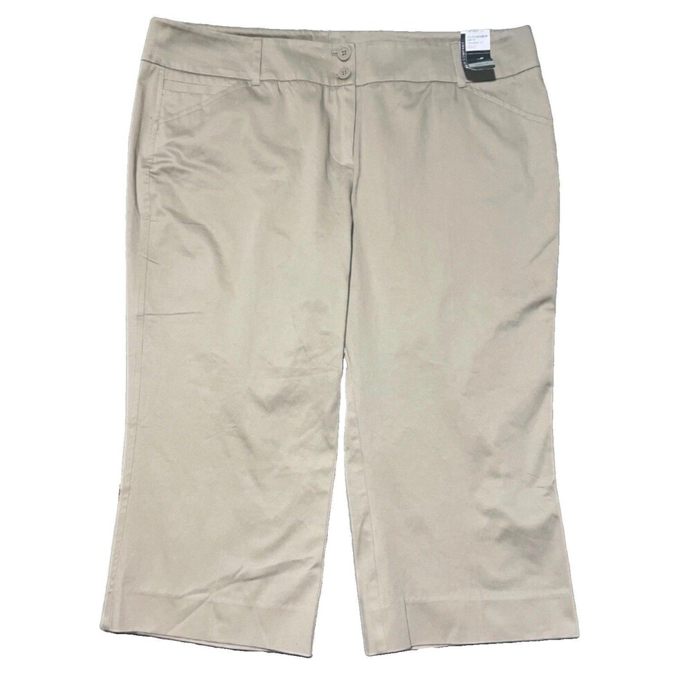 New York & Company Women’s 18 Khaki City Stretch Capri Pants Mid Rise NWT